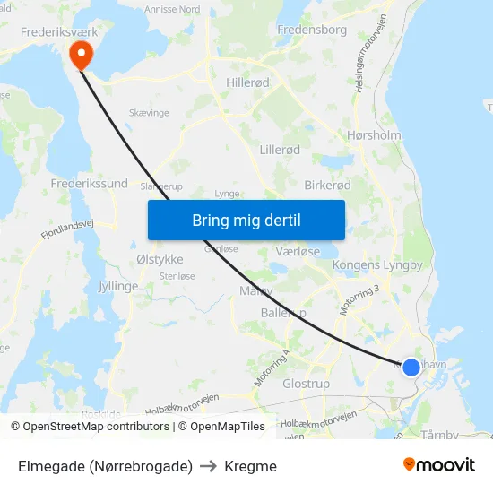 Elmegade (Nørrebrogade) to Kregme map