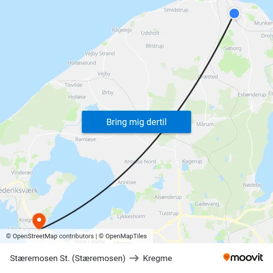 Stæremosen St. (Stæremosen) to Kregme map