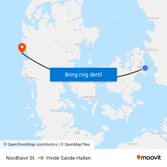 Nordhavn St. to Hvide Sande Hallen map