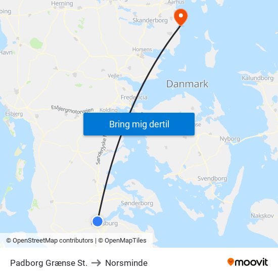 Padborg Grænse St. to Norsminde map