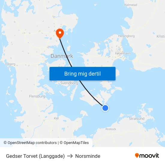 Gedser Torvet (Langgade) to Norsminde map