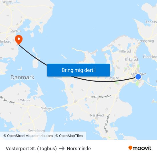 Vesterport St. (Togbus) to Norsminde map