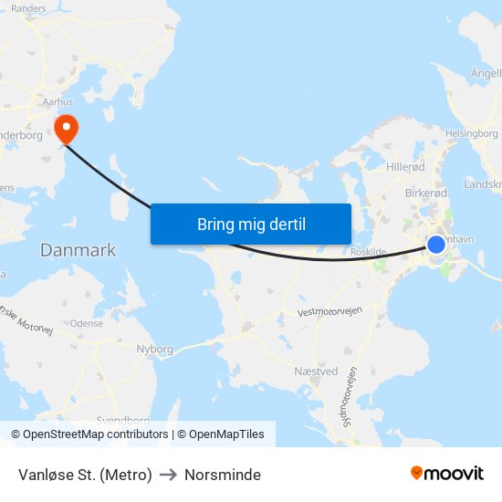 Vanløse St. (Metro) to Norsminde map