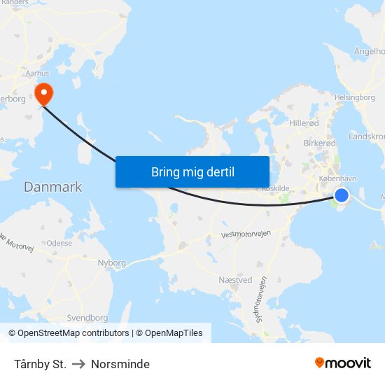 Tårnby St. to Norsminde map