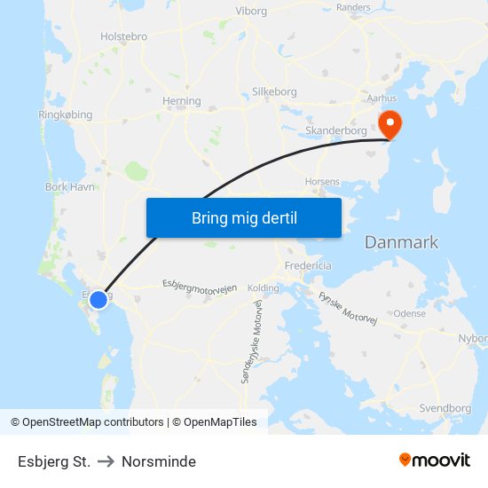 Esbjerg St. to Norsminde map
