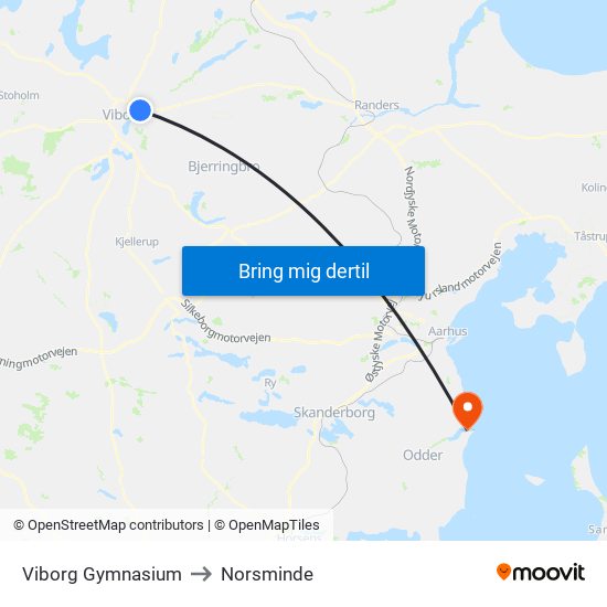 Viborg Gymnasium to Norsminde map