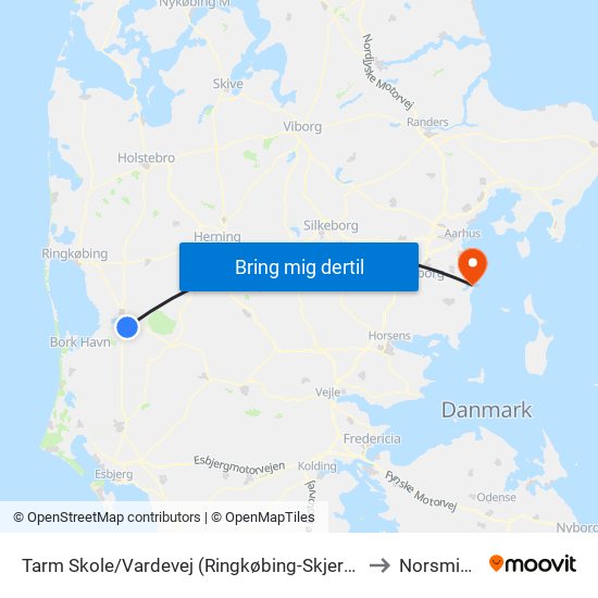 Tarm Skole/Vardevej (Ringkøbing-Skjern Kom) to Norsminde map