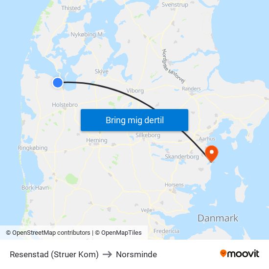 Resenstad (Struer Kom) to Norsminde map