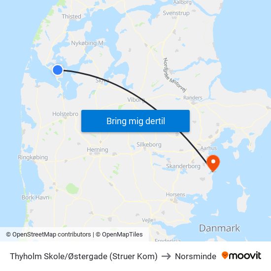 Thyholm Skole/Østergade (Struer Kom) to Norsminde map