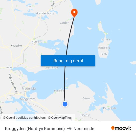 Kroggyden (Nordfyn Kommune) to Norsminde map