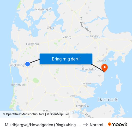 Muldbjergvej/Hovedgaden (Ringkøbing-Skjern Kom) to Norsminde map