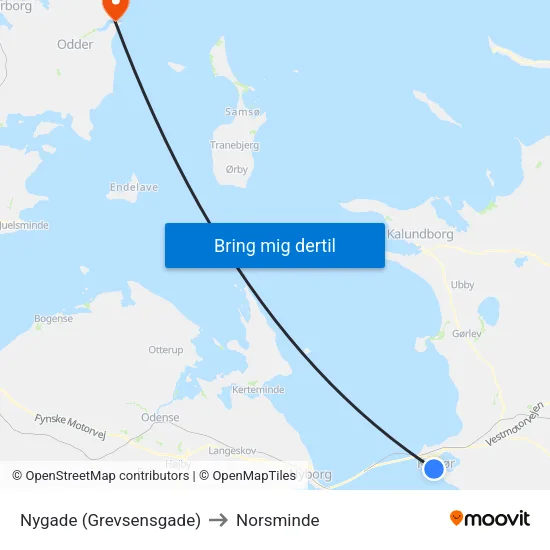 Nygade (Grevsensgade) to Norsminde map
