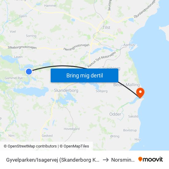 Gyvelparken/Isagervej (Skanderborg Kom) to Norsminde map