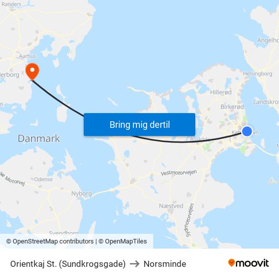 Orientkaj St. (Sundkrogsgade) to Norsminde map