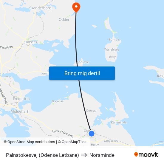 Palnatokesvej (Odense Letbane) to Norsminde map