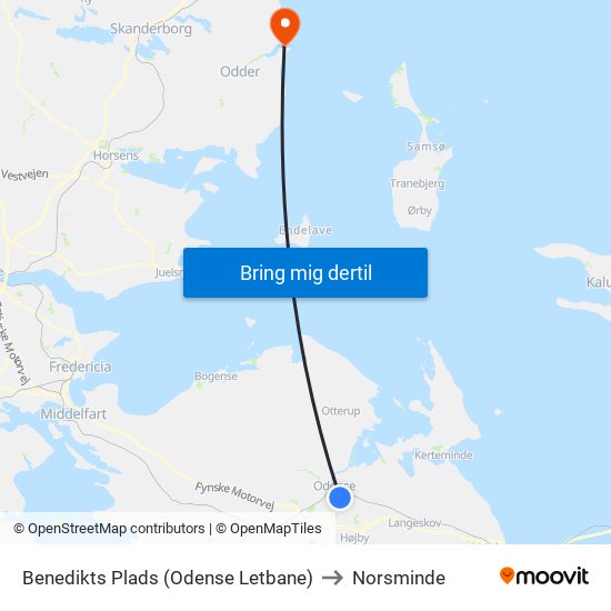 Benedikts Plads (Odense Letbane) to Norsminde map