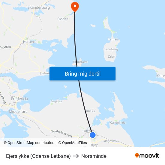 Ejerslykke (Odense Letbane) to Norsminde map