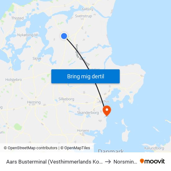 Aars Busterminal (Vesthimmerlands Komm.) to Norsminde map