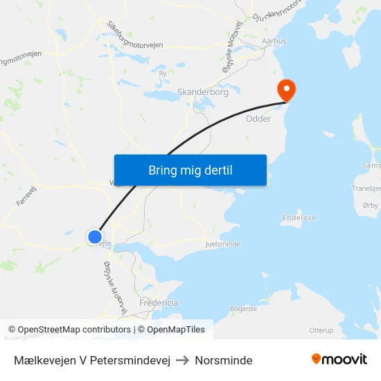 Mælkevejen V Petersmindevej to Norsminde map
