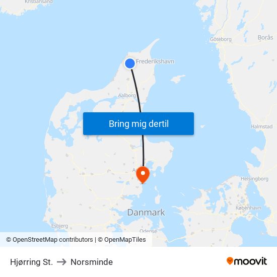 Hjørring St. to Norsminde map