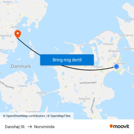 Danshøj St. to Norsminde map