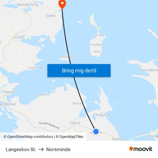 Langeskov St. to Norsminde map