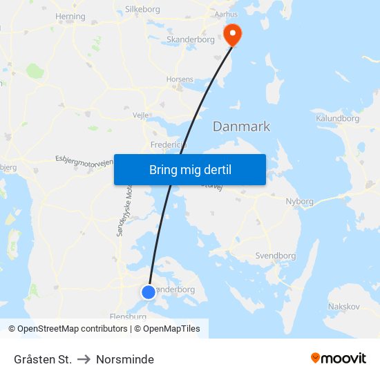 Gråsten St. to Norsminde map