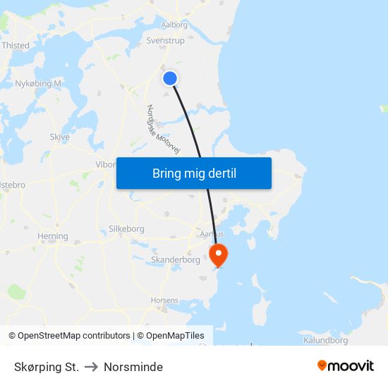 Skørping St. to Norsminde map