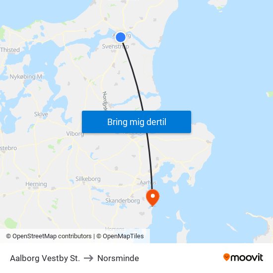 Aalborg Vestby St. to Norsminde map