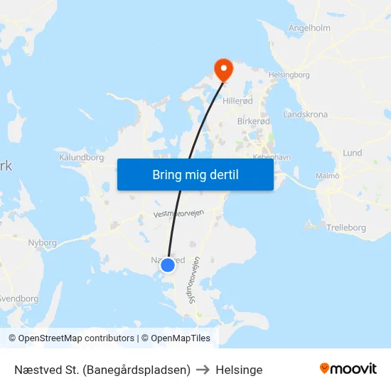 Næstved St. (Banegårdspladsen) to Helsinge map