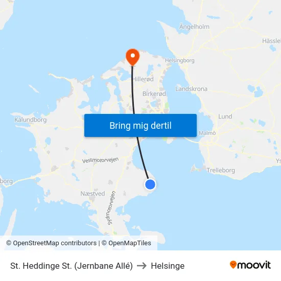 St. Heddinge St. (Jernbane Allé) to Helsinge map
