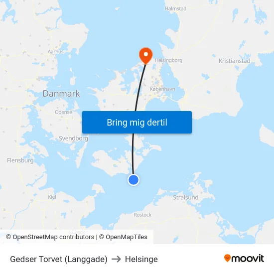 Gedser Torvet (Langgade) to Helsinge map