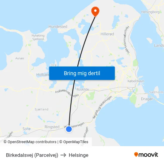 Birkedalsvej (Parcelvej) to Helsinge map
