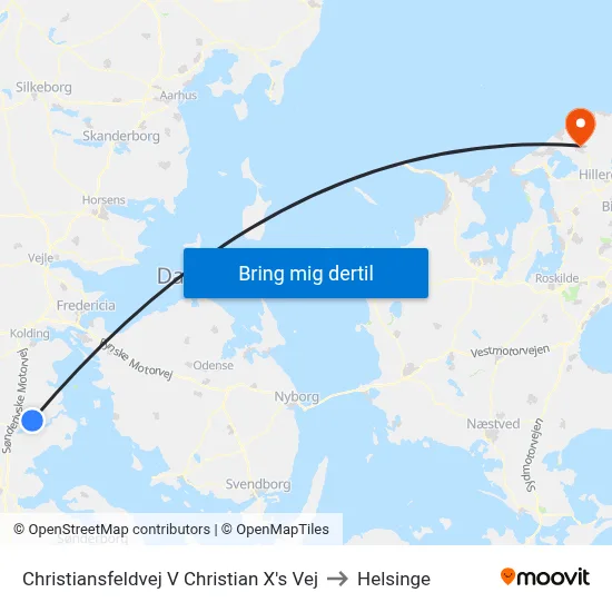 Christiansfeldvej V Christian X's Vej to Helsinge map