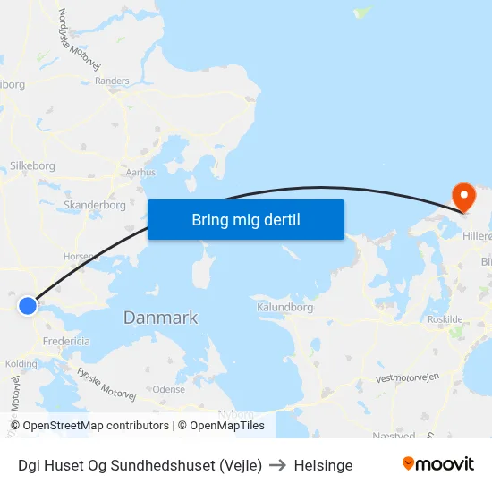 Dgi Huset Og Sundhedshuset (Vejle) to Helsinge map