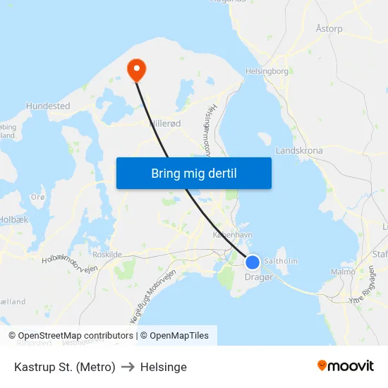 Kastrup St. (Metro) to Helsinge map