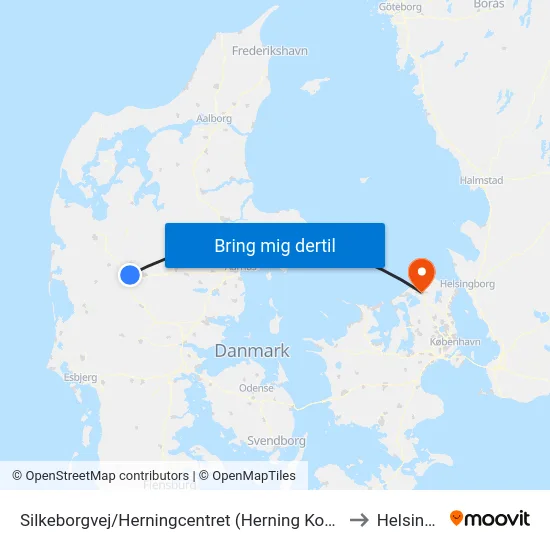 Silkeborgvej/Herningcentret (Herning Kom) to Helsinge map