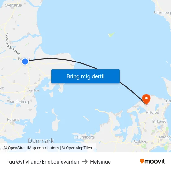 Fgu Østjylland/Engboulevarden to Helsinge map