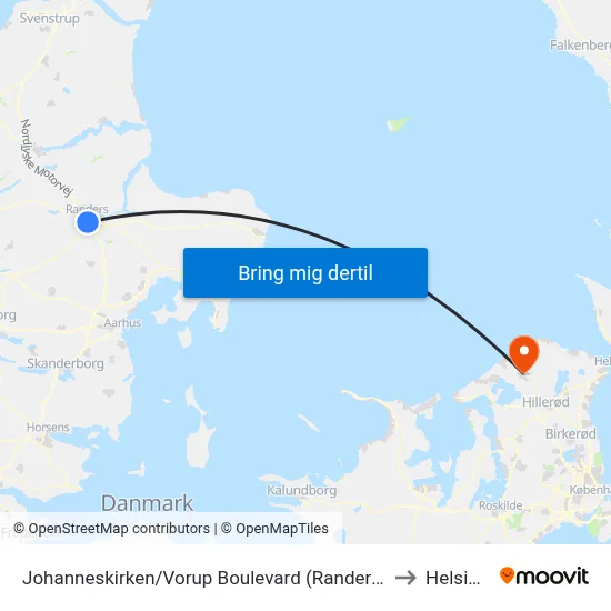Johanneskirken/Vorup Boulevard (Randers Kom) to Helsinge map