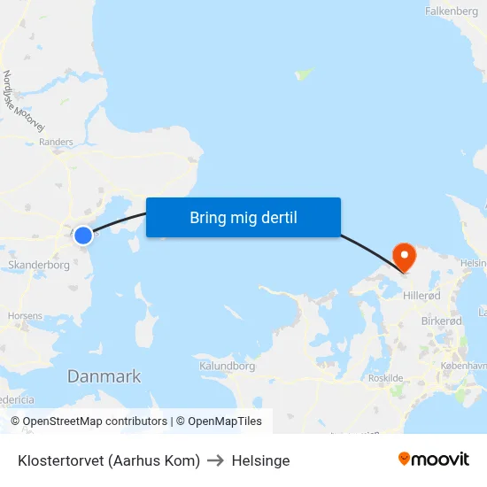 Klostertorvet (Aarhus Kom) to Helsinge map