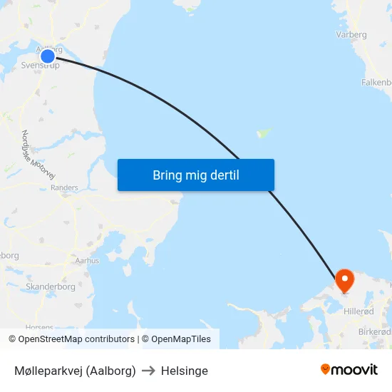 Mølleparkvej (Aalborg) to Helsinge map
