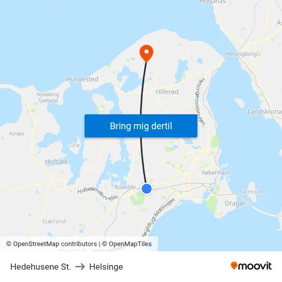 Hedehusene St. to Helsinge map