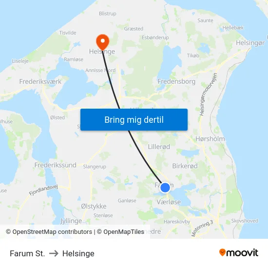 Farum St. to Helsinge map