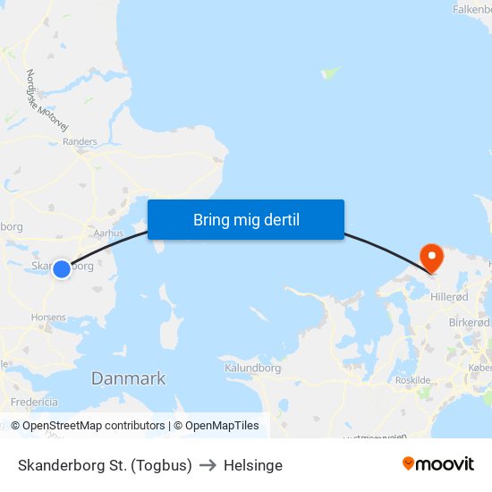 Skanderborg St. (Togbus) to Helsinge map