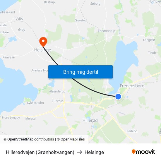 Hillerødvejen (Grønholtvangen) to Helsinge map