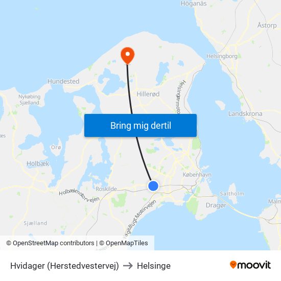 Hvidager (Herstedvestervej) to Helsinge map