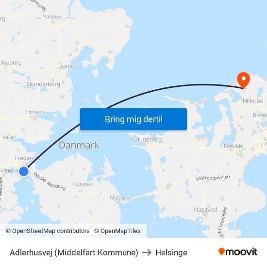 Adlerhusvej (Middelfart Kommune) to Helsinge map