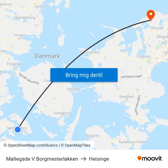 Møllegade V Borgmesterløkken to Helsinge map