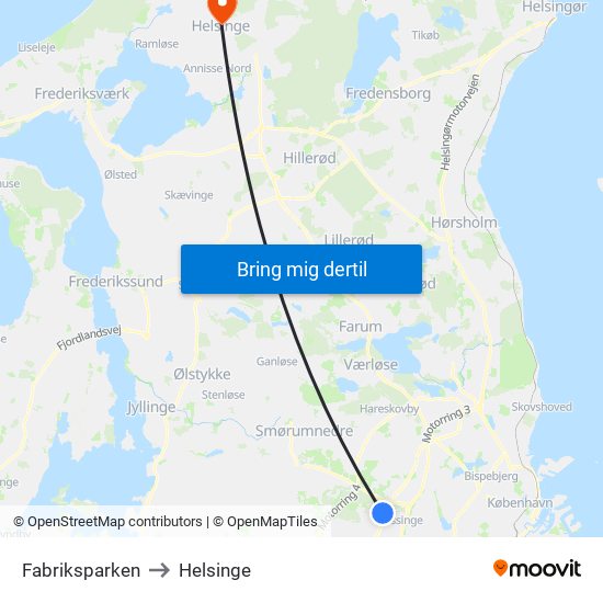 Fabriksparken to Helsinge map