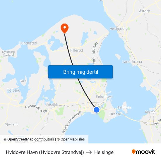 Hvidovre Havn (Hvidovre Strandvej) to Helsinge map